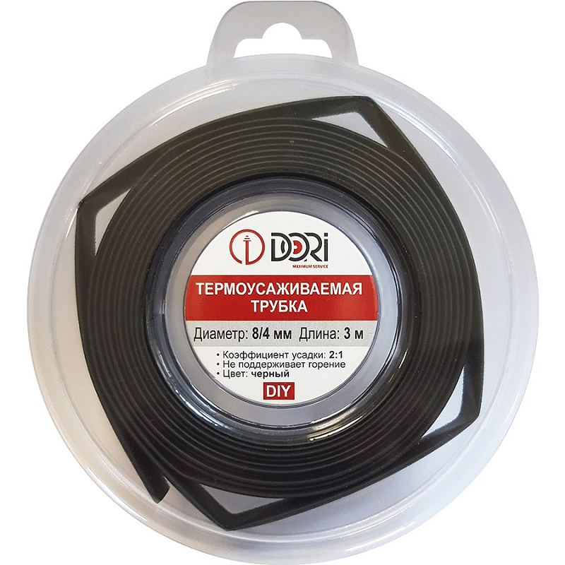 48848 Термоусаживаемая трубка ТУТ 8/4, ролл 3м, черная