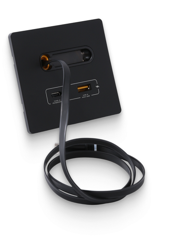 53297 Зарядное устройство DORI кабель Type-C + USB-A + Type-C, черный