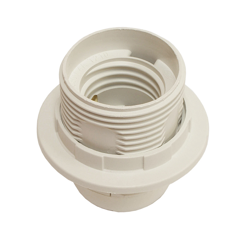 45243 Патрон Е-27, термостойкий пластик с кольцом,  1шт