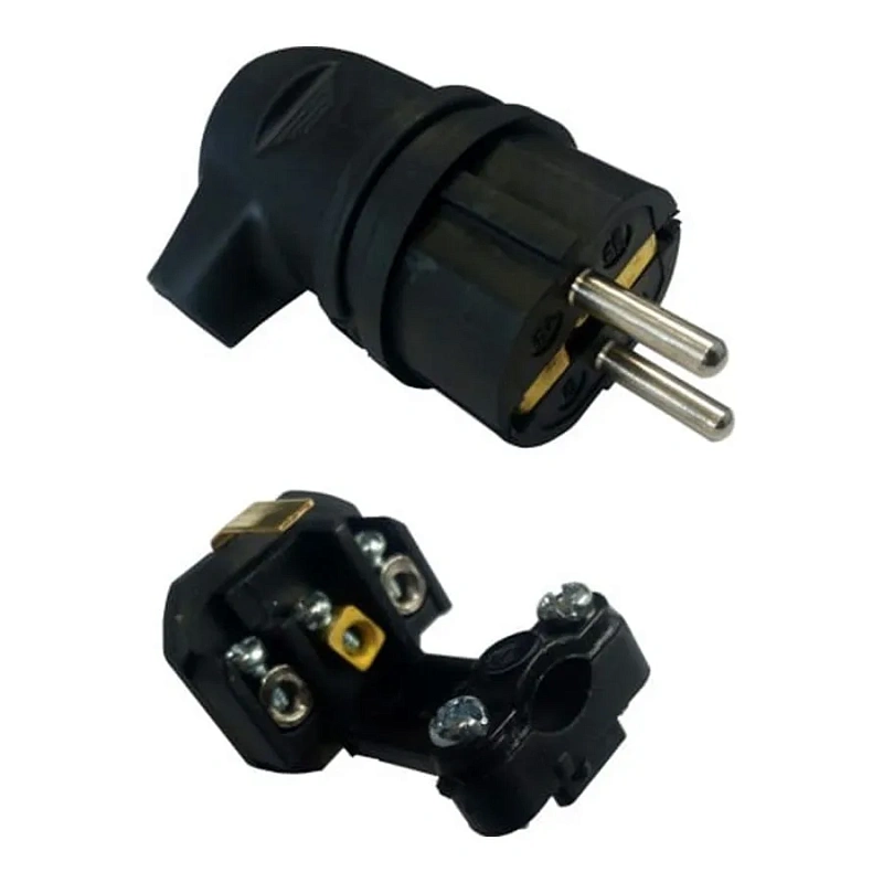 64523 Вилка угловая с/з каучуковая черная