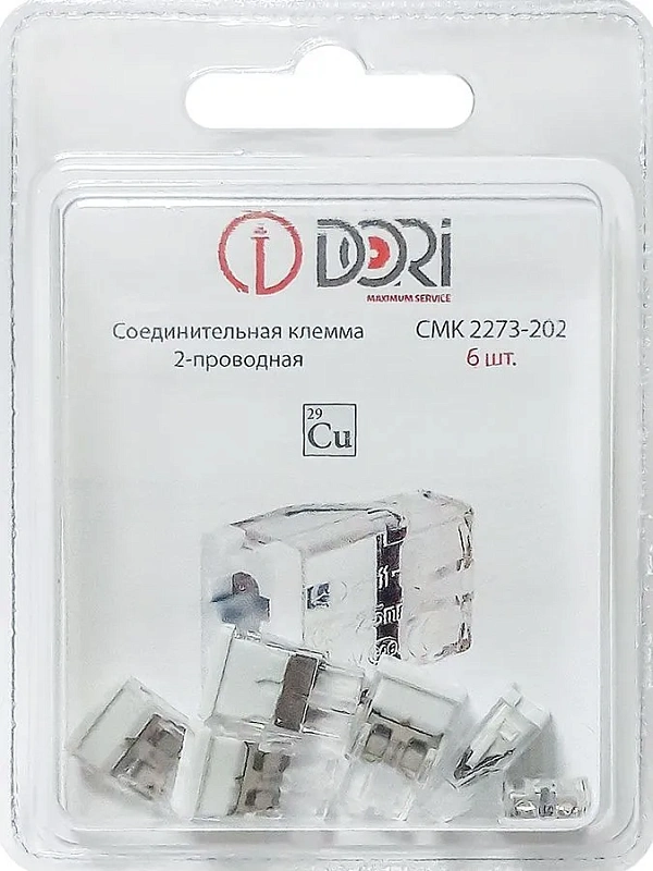 46295 Строительно-монтажная клемма Dori (СМК2273-202) 2-проводная 6 шт.