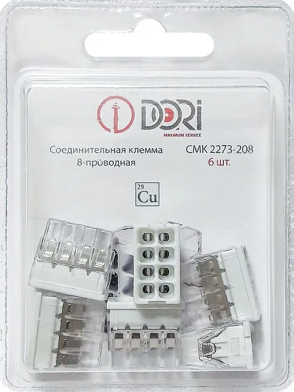 46332 Строительно-монтажная клемма Dori (СМК 2273-208) 8-проводная 6 шт.