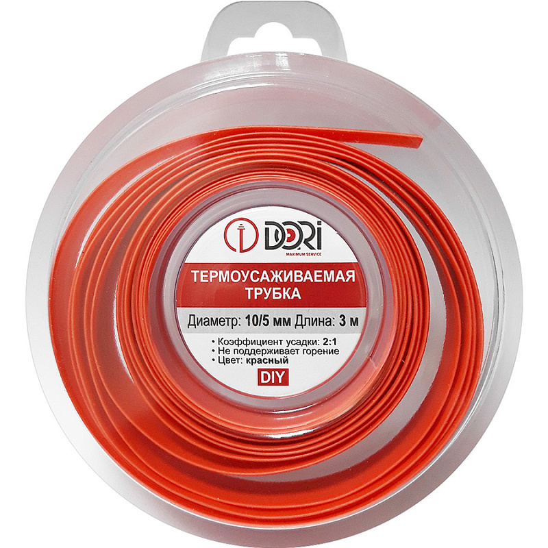 49746 Термоусаживаемая трубка ТУТ 10/5, ролл 3м, красная
