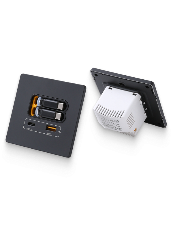 53280 Зарядное устройство DORI 2 кабеля Type-C + USB-A + Type-C, черный