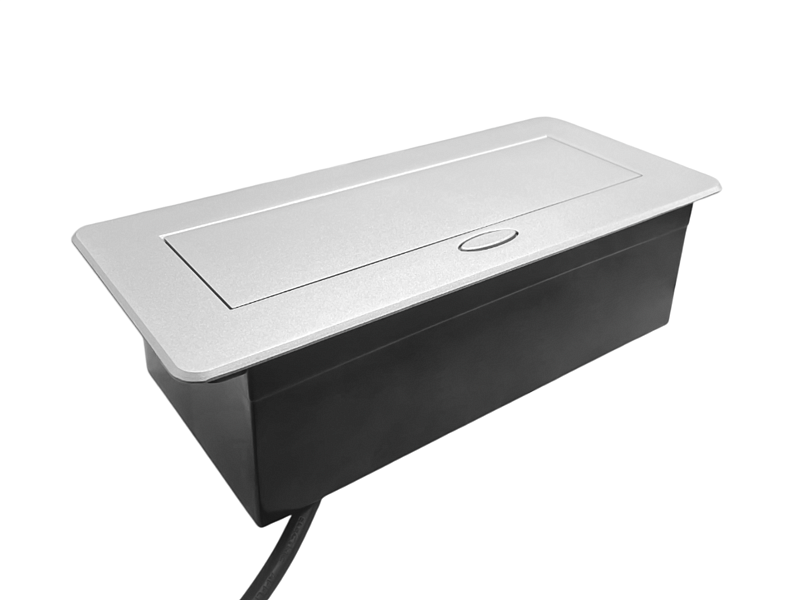 51736 Блок розеток Dori POP UP 2+USB-A+USB-C, выдвижной горизонтальный серебро