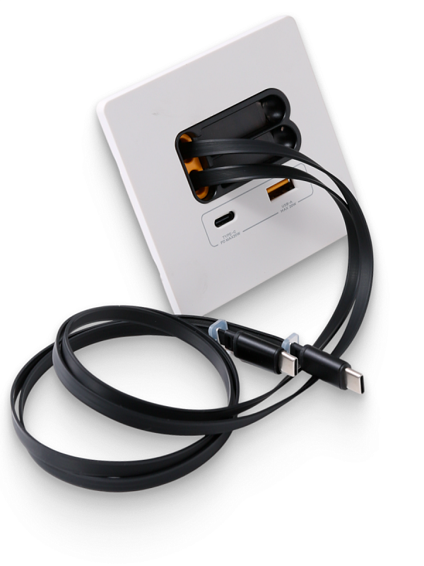 53303 Зарядное устройство DORI 2 кабеля Type-C + USB-A + Type-C, белый