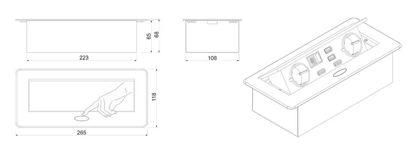 48855 Блок розеток выдвижной горизонт SMART Office POP-UP-2