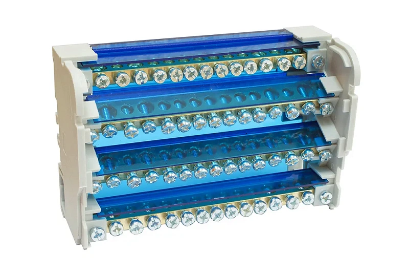 45045 Нулевая шина на Din-рейку в корпусе (4 шины по 15 отв.)