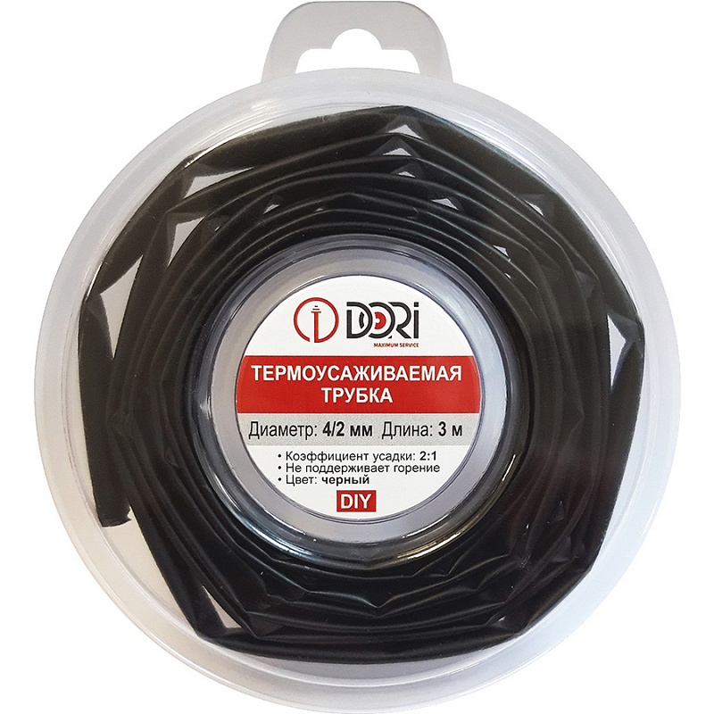 48701 Термоусаживаемая трубка ТУТ 4/2, ролл 3м, черная