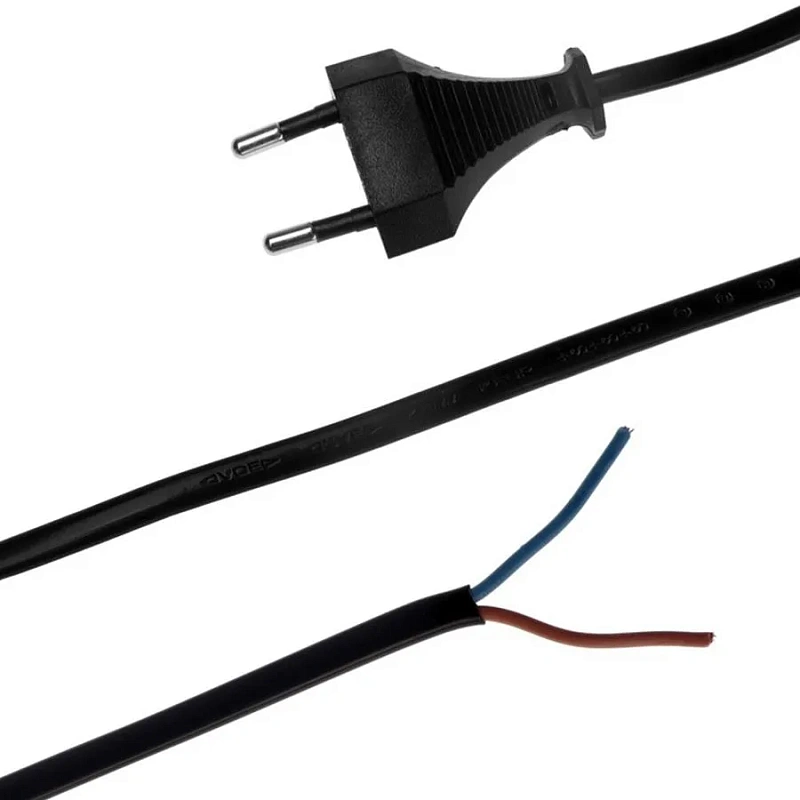 47353 Шнур ШВВП с вилкой, черный, 3м