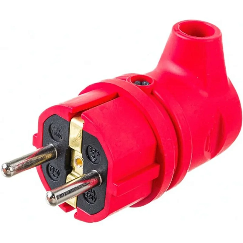 3263 Вилка угловая каучук с/з 16А IP44 красная