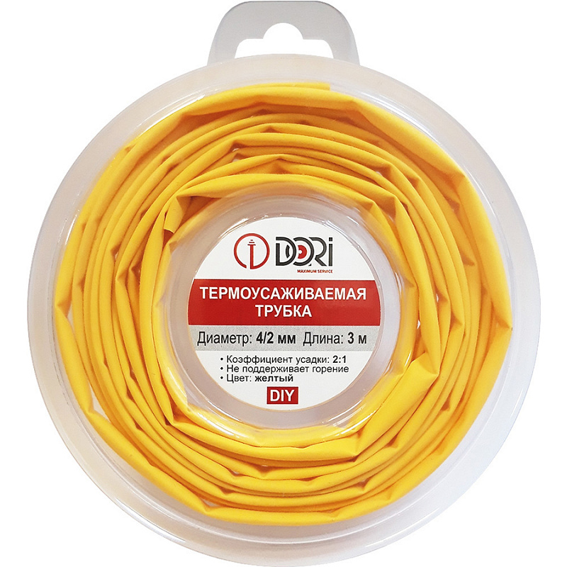 48657 Термоусаживаемая трубка ТУТ 4/2, ролл 3м, желтая