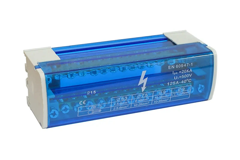 45014 Нулевая шина на Din-рейку в корпусе (2 шины по 15 отв.)