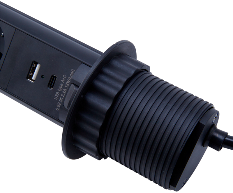 51705 Блок розеток Dori POP UP 3+USB-A+USB-C, выдвижной вертикальный