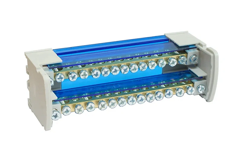 45014 Нулевая шина на Din-рейку в корпусе (2 шины по 15 отв.)