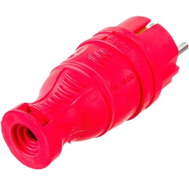 2952 Вилка прямая каучук с/з 16А IP44 красная