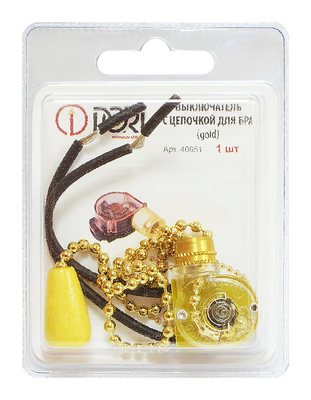 40651 Выключатель /сонетка  с цепочкой для бра, gold