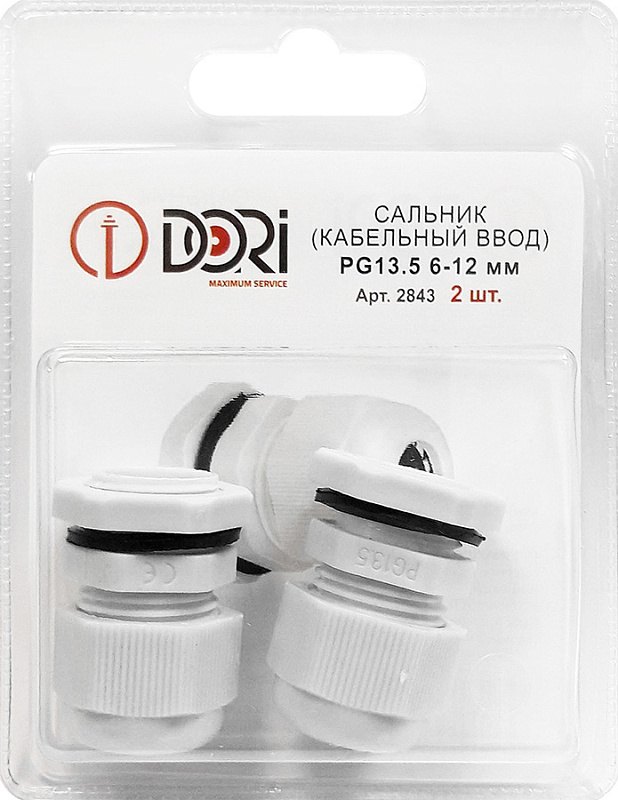 2843 Сальник PG 13,5 диаметр проводника 6-12мм IP54 (2шт/бл.)