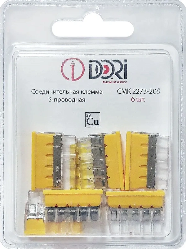46325 Строительно-монтажная клемма Dori (СМК 2273-205) 5-проводная 6 шт.