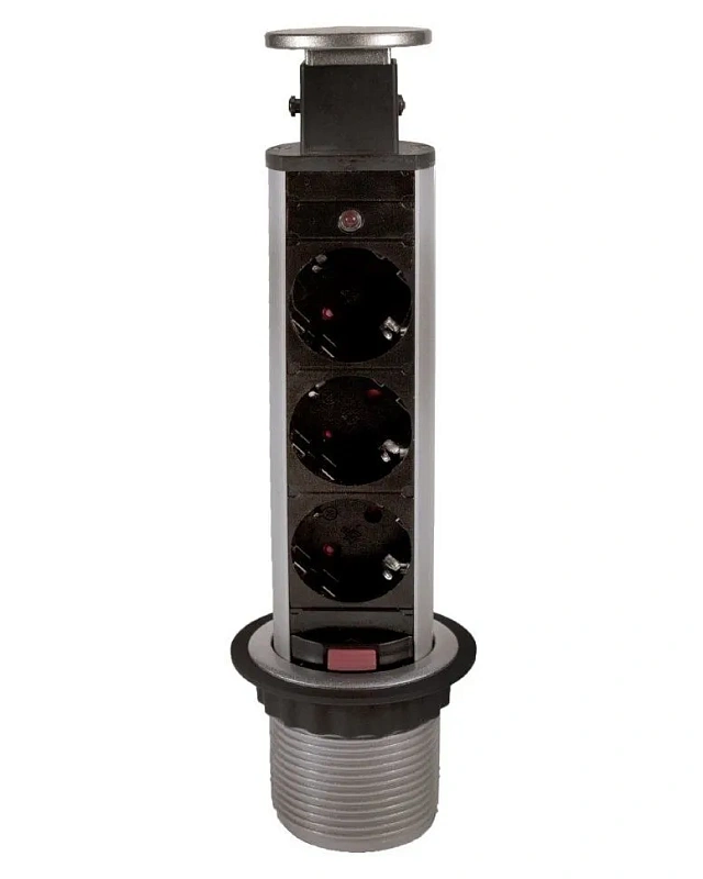 45670 Блок розеток выдвижной вертикальный POP UP Compact, серебристый