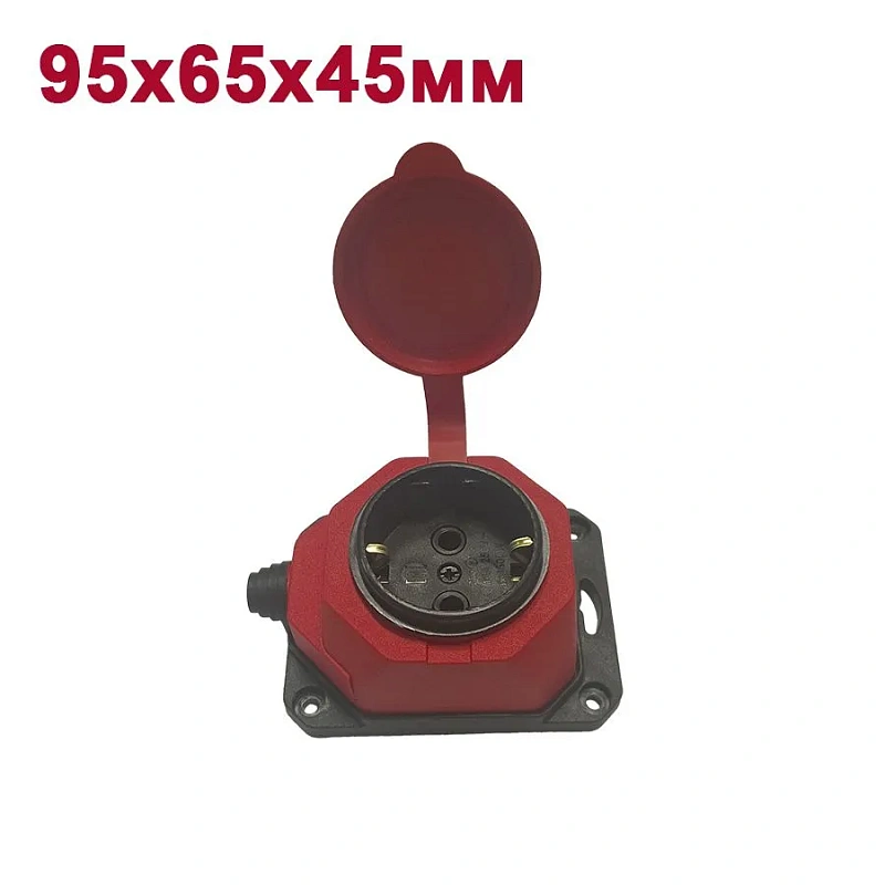 2457 Колодка ОУ 1-ая каучук с/з 16A IP44 красная