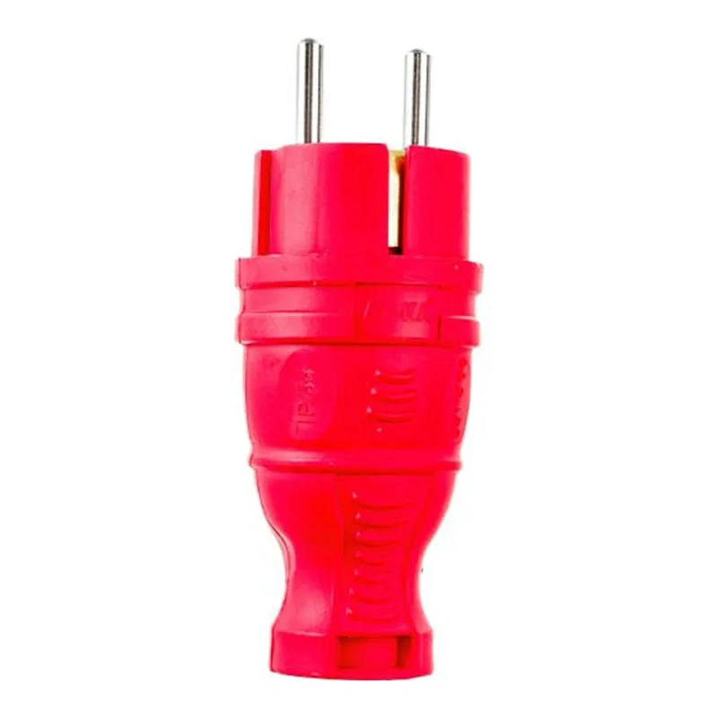2952 Вилка прямая каучук с/з 16А IP44 красная