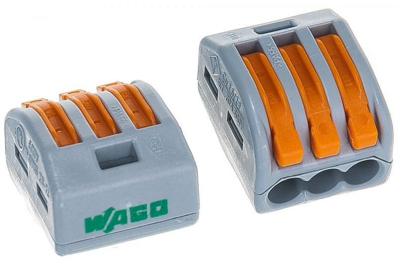 102651 Соединительная клемма WAGO (222-413) 3-х проводная, 50 шт. (короб.)