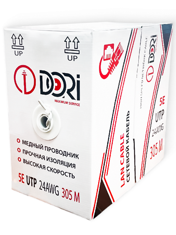 52504 Кабель UTP4 cat.5e (24 AWG) 4x2x0,51 CU серый (305м), шт