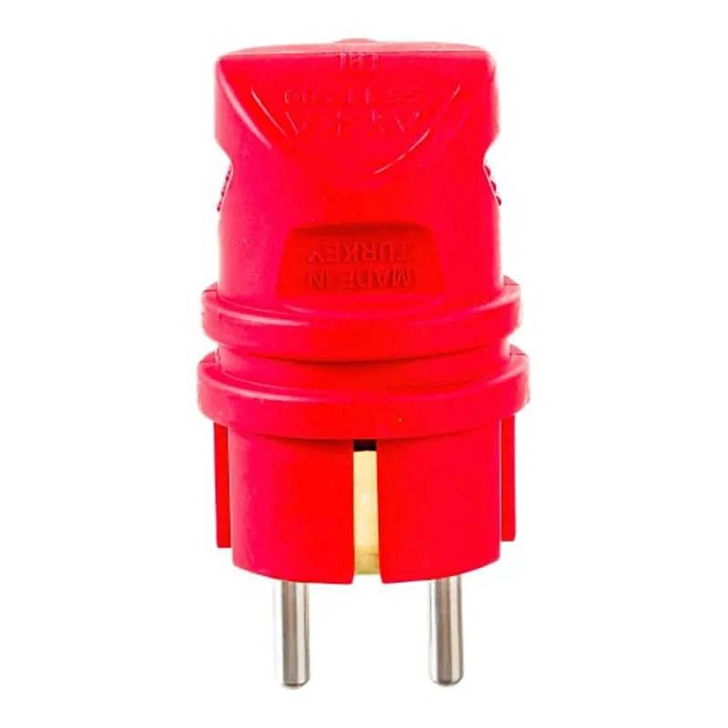 3263 Вилка угловая каучук с/з 16А IP44 красная