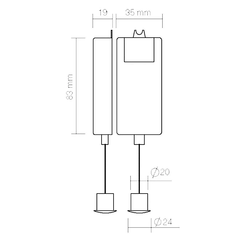 17594 Выключатель с датчиком движения PIR250, 220V, 250W, кабель 2м, расстояние срабатывания до 2,5м, угол 120°