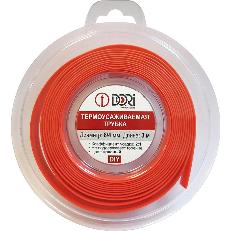 48824 Термоусаживаемая трубка ТУТ 8/4, ролл 3м, красная