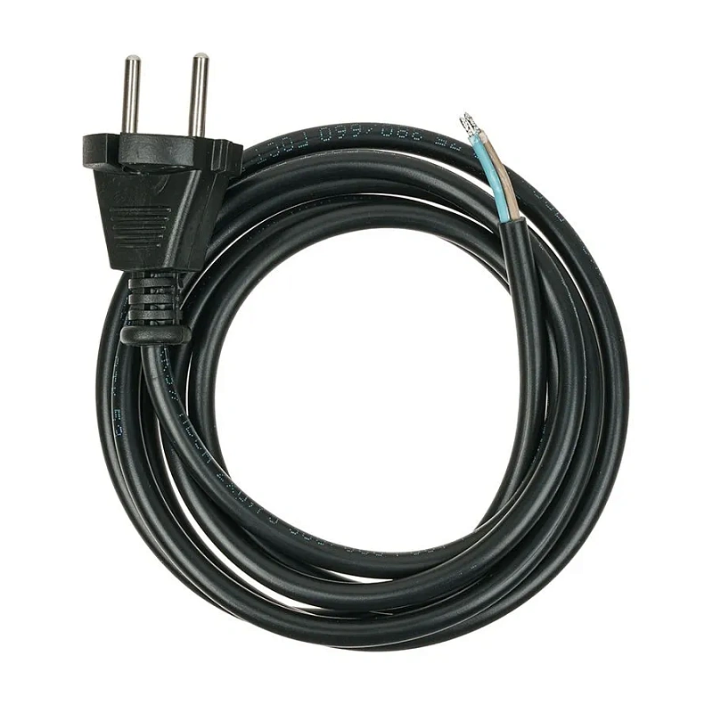 48022 Шнур ПВС 2х0,75 с вилкой  чёрный 7 м