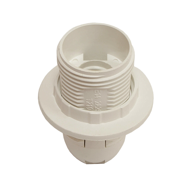 45250 Патрон Е-14, пластиковый с кольцом (белый),  1шт