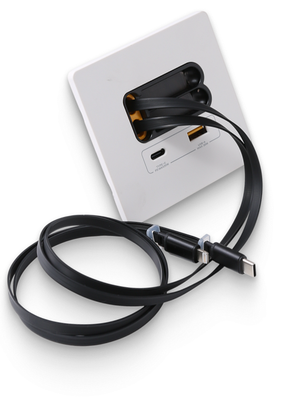 53303 Зарядное устройство DORI 2 кабеля Type-C + USB-A + Type-C, белый
